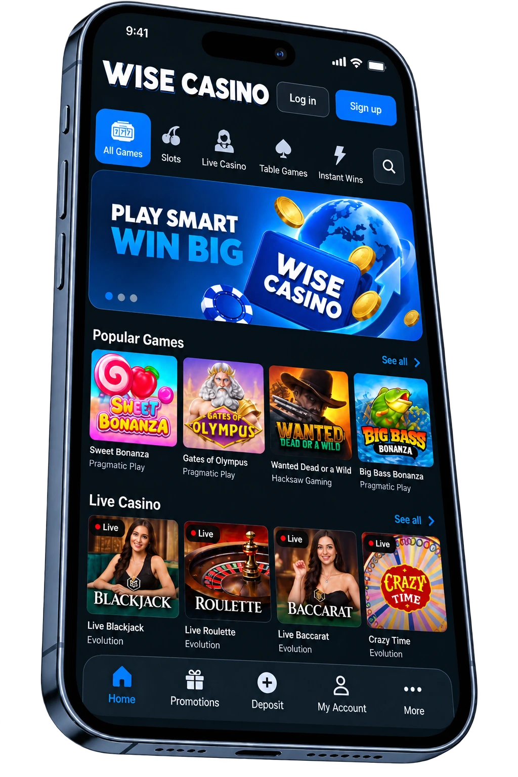 Opțiuni de joc mobil la Wise Casino